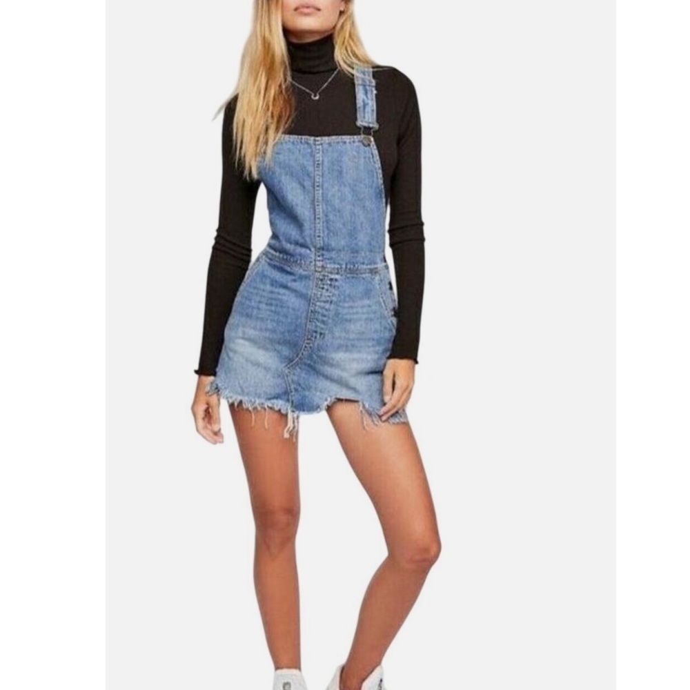 Free People Torn Up Denim Jumper - Picture 1 of 12